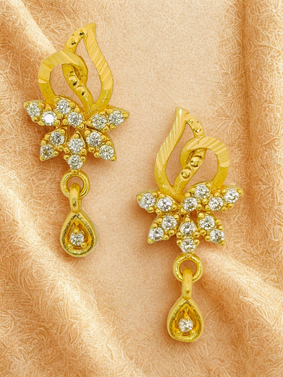 Traditional Gold Stud-Dangler Earrings