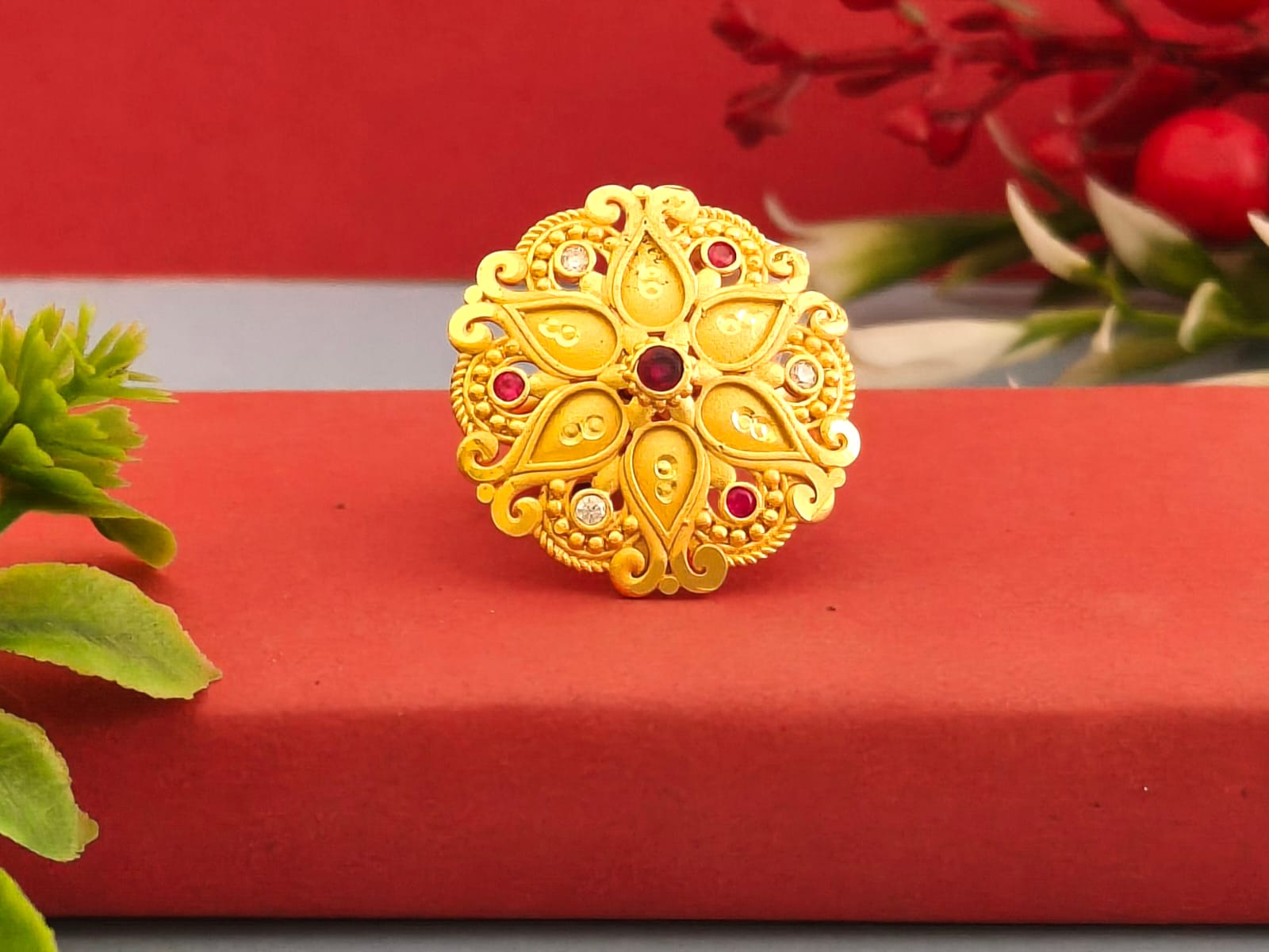 Traditional Temple Jewelry Style Flower Ring