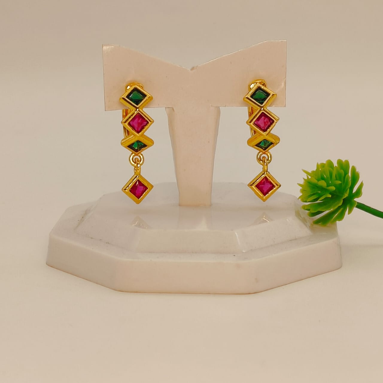 Geometric Gold-Plated Huggie Earrings