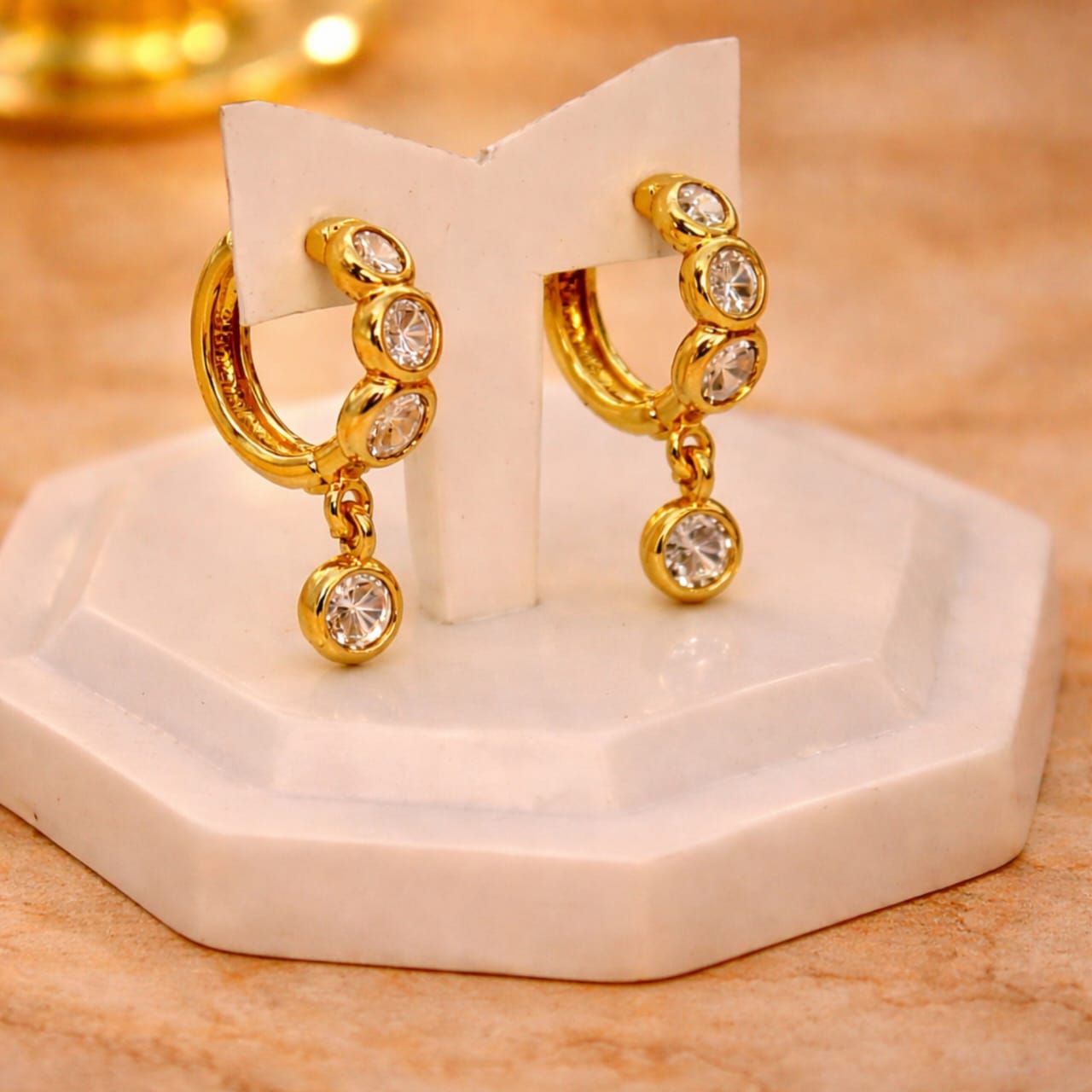 Classic Clear Stone Bezel Earrings
