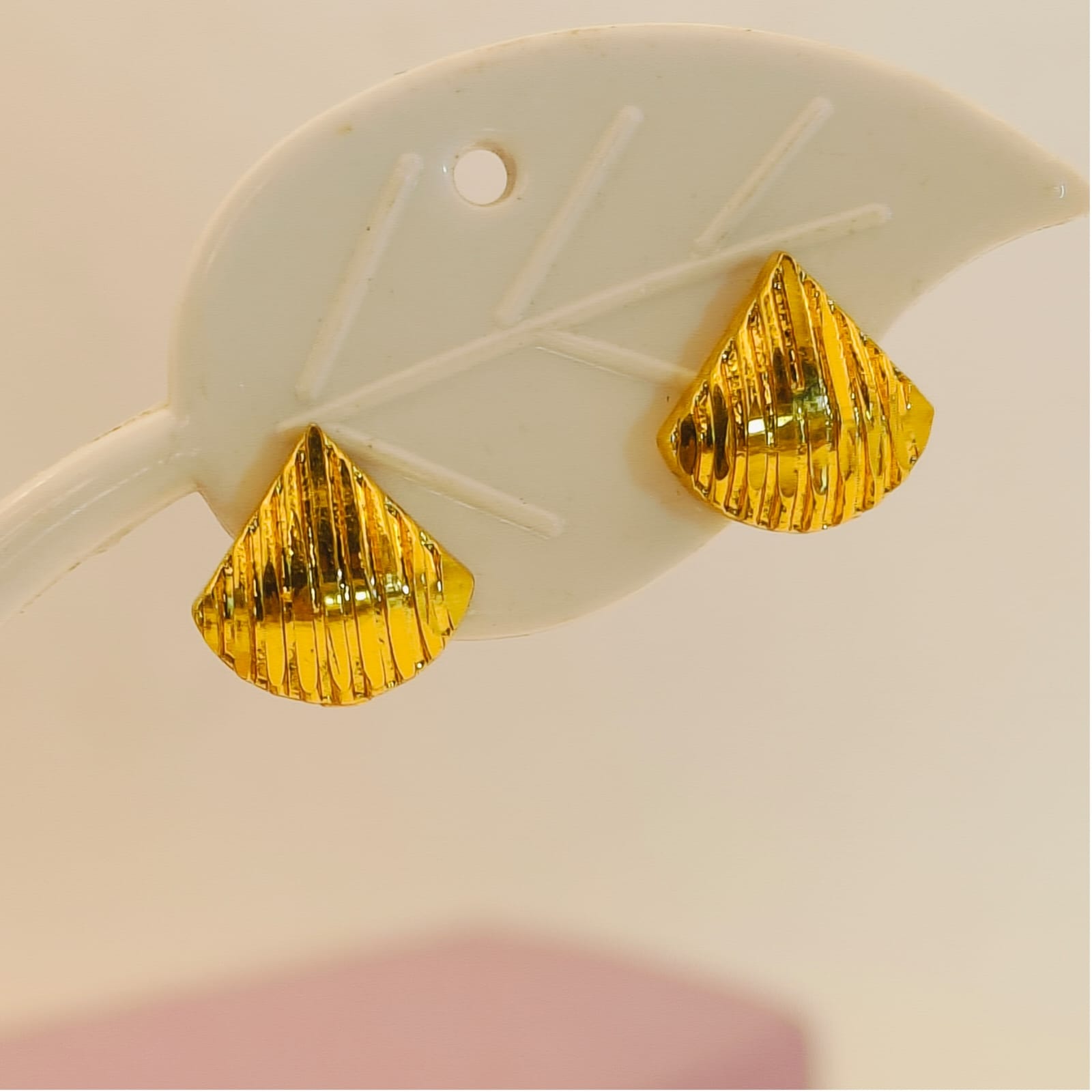 Radiant Fluted Shell Gold Stud Earrings