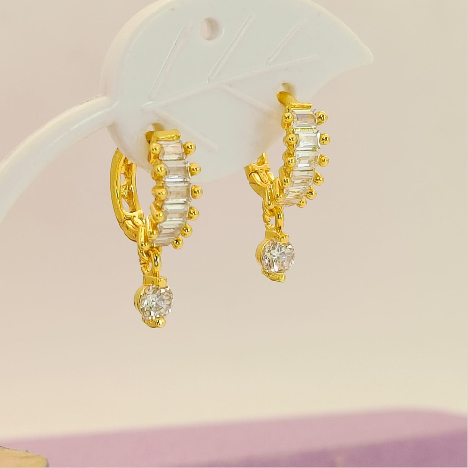 Radiant Baguette-Cut Crystal Huggie Drop Earrings