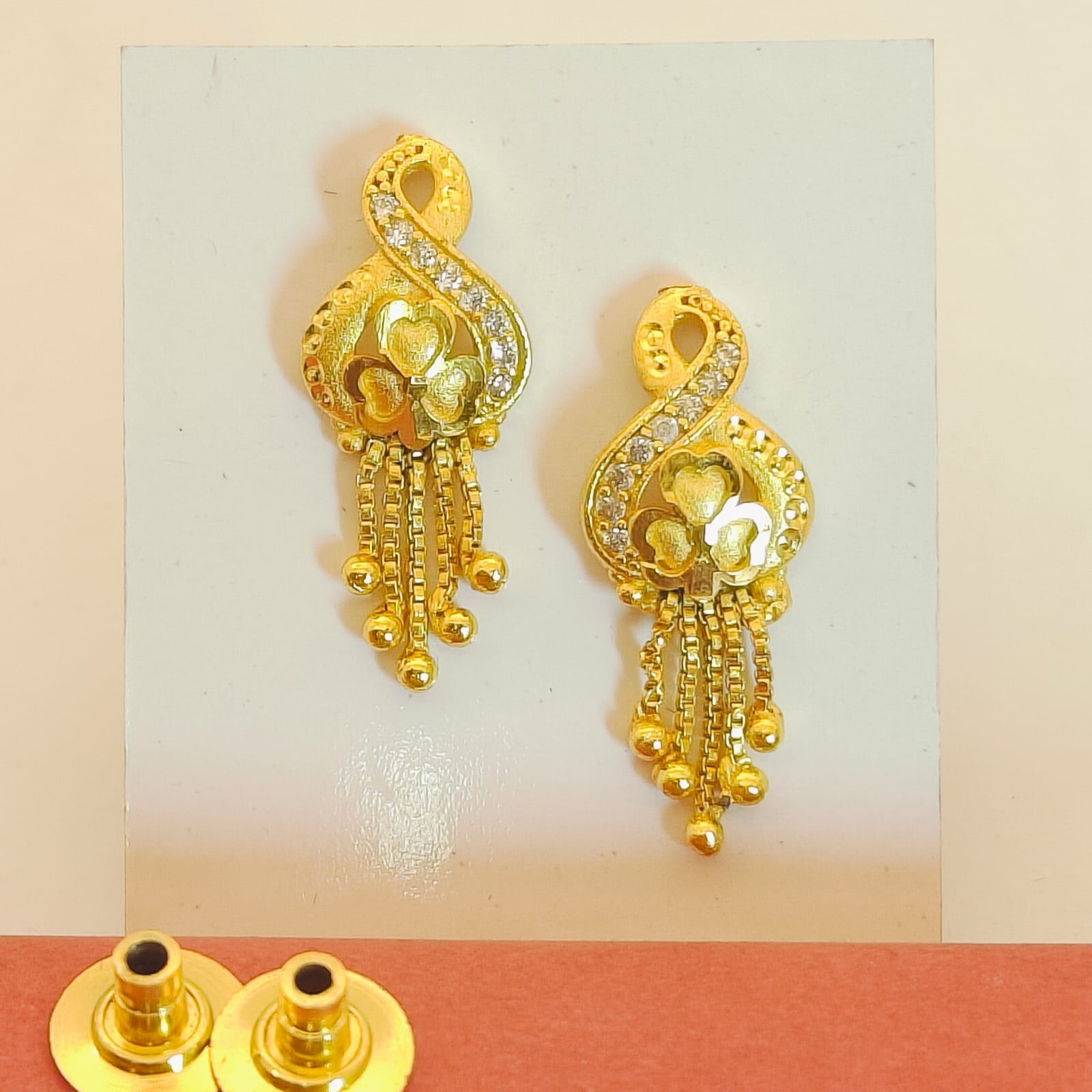 Gold-Plated Floral Lattice Jhumka Earrings
