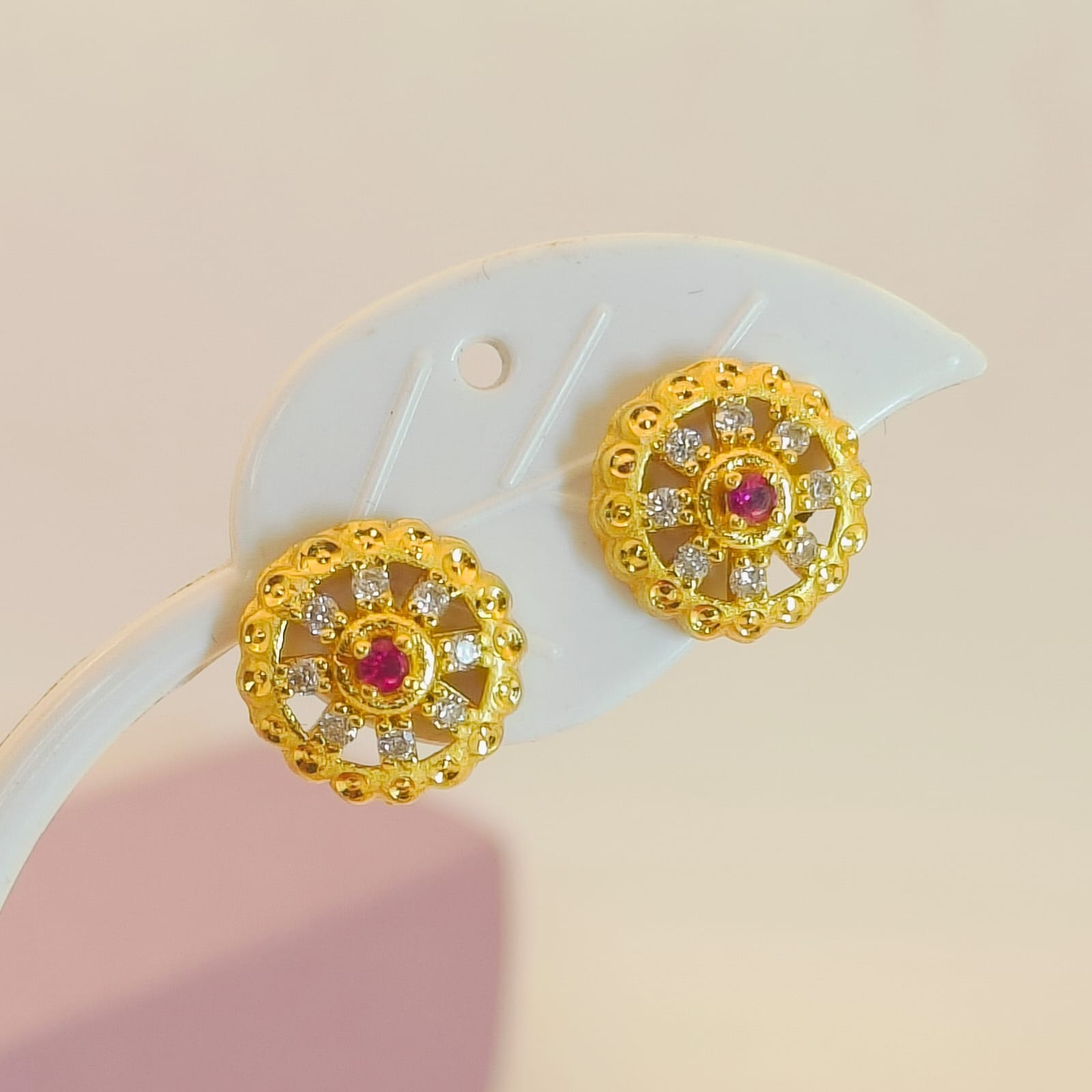 Royal Crimson & Gold Mandala Studs